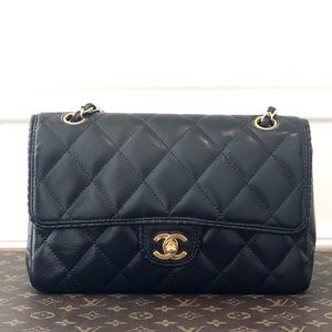 Chanel Black Calf Medium Single Flap GHW Bag